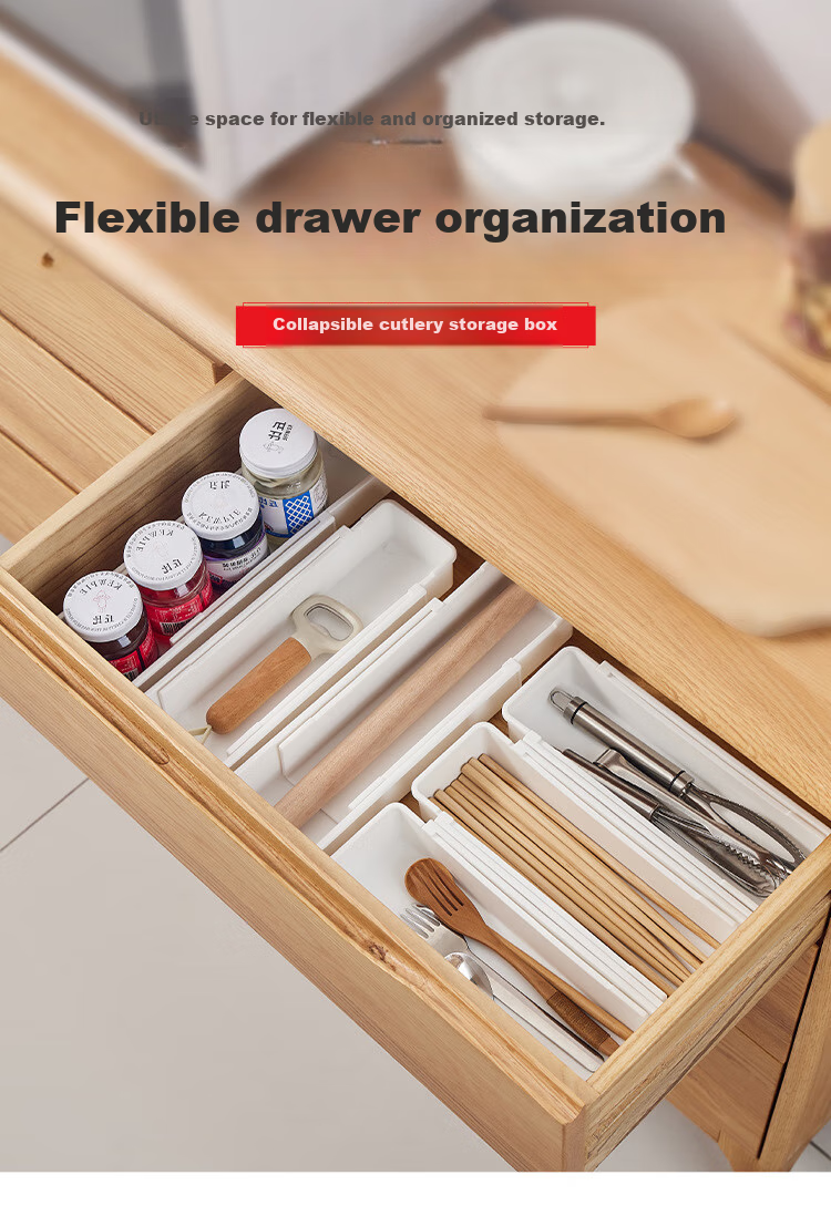 Youjialiangpin 2-Pack Drawer Divider Storage Box, Extendable Kitchen Organizer, Desktop Cosmetic Storage Container, Categorized Storage 1