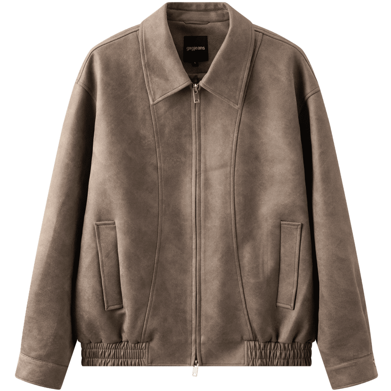 Gxgjeans Men's Multi-Color Suede-Like Fashion Loose Lapel Jacket Coat Spring 2025 New Light Brown 185/XXL
