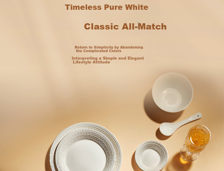 Magelongte Bone China Dinnerware Set, High-Quality Bowls And Plates, Pure White Embossed Tableware, Ceramic [Dishwasher Safe] 9