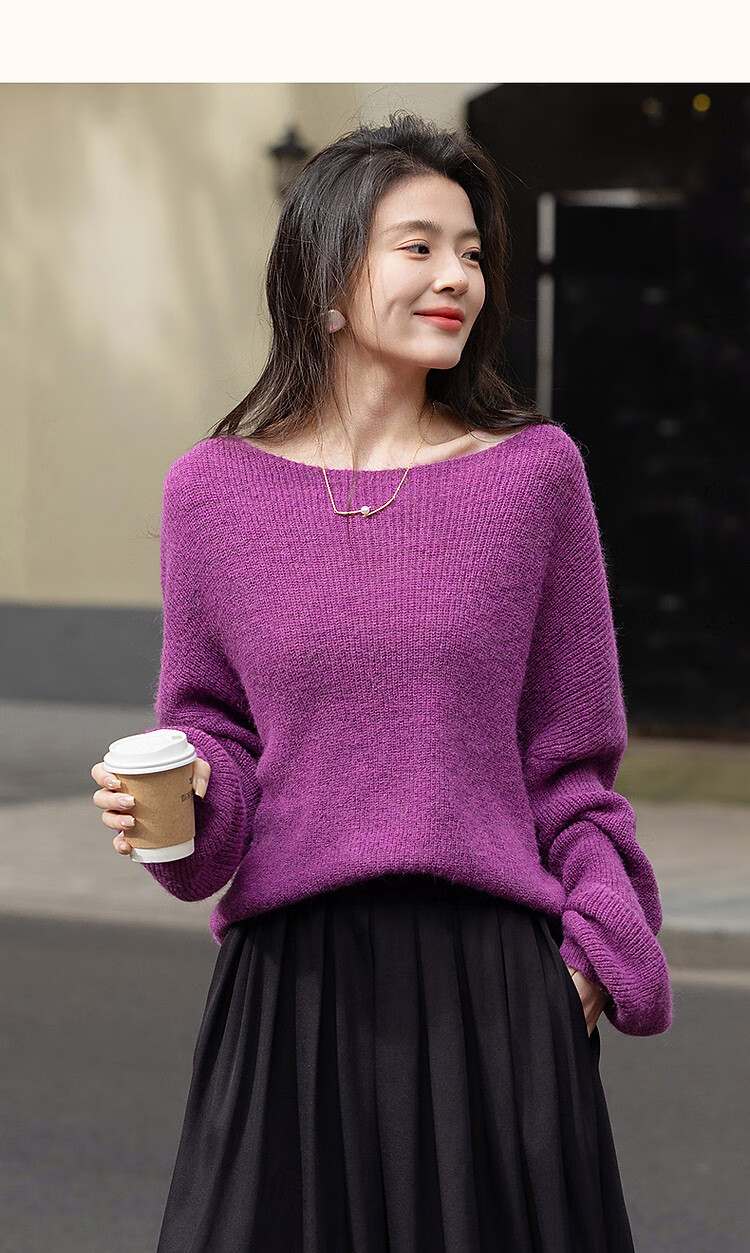 Demana [Dopamine Textile Love] Spring Lazy Style Crew Neck Long Sleeve Wool Blend Slimming Knit Sweater for Women 7