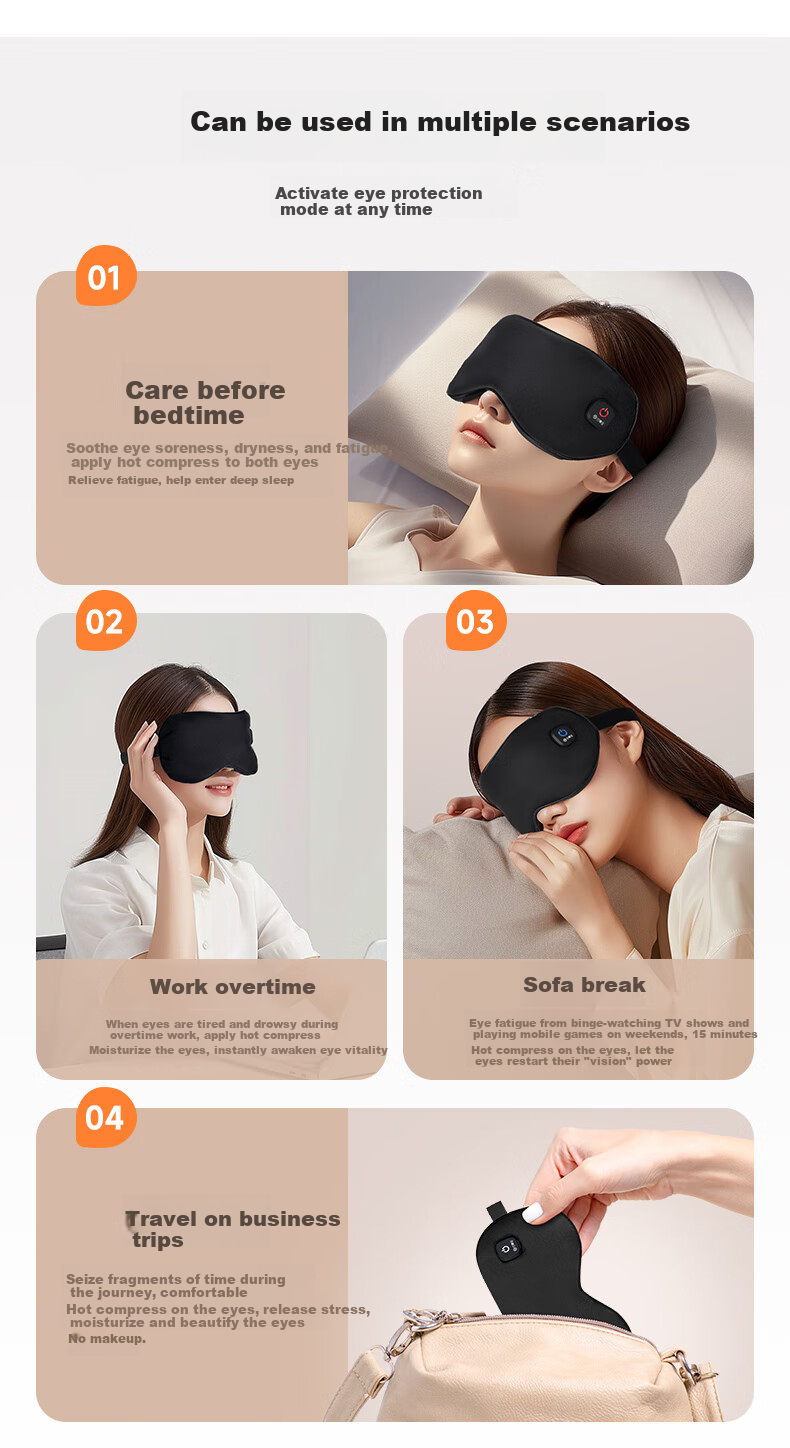 Yolanda Eye Mask with Rechargeable Graphene Massage Device, Fascia Gun, Hot Steam Massage, Sleep Mask, Eye Protection, Fatigue Relief, Holiday And Birthday Gift, Recommended for Warm Compress 9