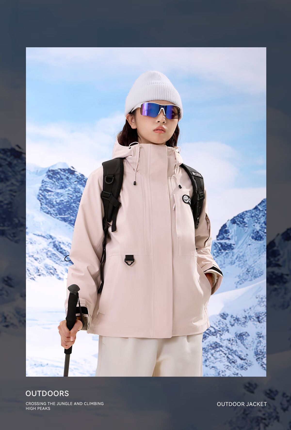 Panda Camel Series Outdoor Three-in-One Waterproof Windproof Thermal Mountaineering Jacket with Down Liner, Men's M 20