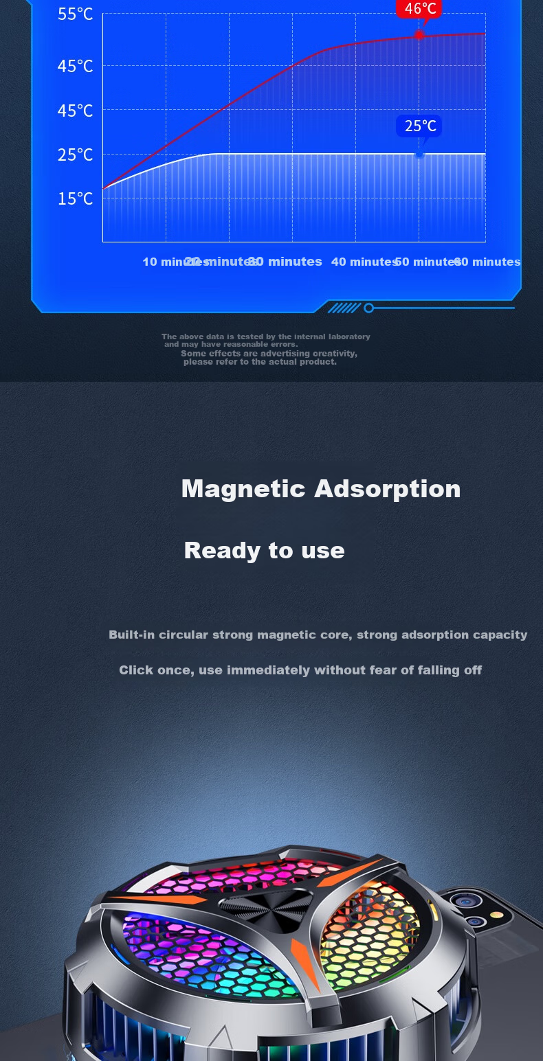 Maitai [High Power] Rotatable Magnetic Cooling Radiator Flat Stand Semiconductor Cooling Water Fan Cooling Device for Gaming Compatible with iPad Apple Black Shark 9