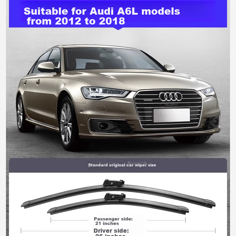 Paisu 2012-2018 Audi A6L Windshield Wipers, Original Factory Boneless Car Wiper Blades, Quiet, 16/21 Inches for 2016 And 2021 Models