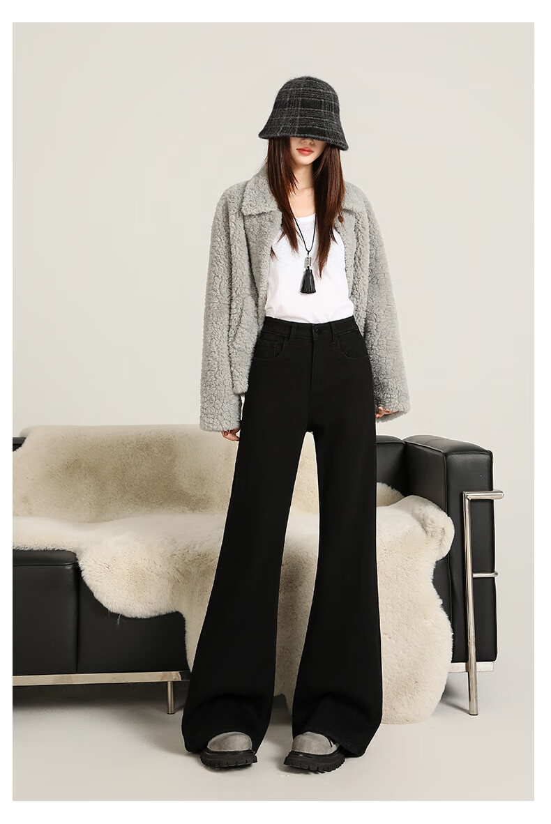 Xueqiman Women's Flared Jeans 2026 Spring High Waist Stretch Slim Fit Floor-Length Bell Bottoms 19