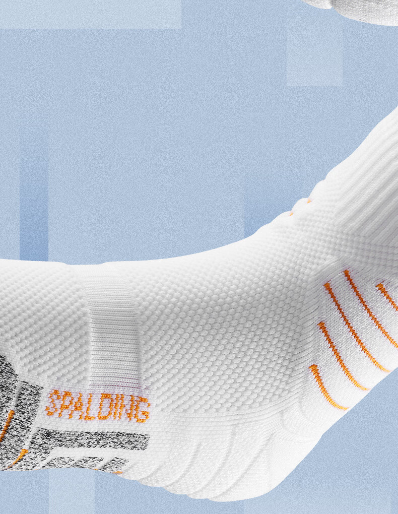 SPALDING Men's Mid-Calf Basketball Socks Cushioning Thickened Terry Anti-Slip Warm Youth Sports Socks Classic White 3