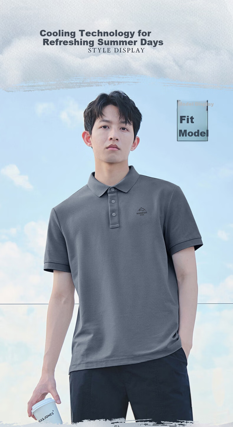 Huili Polo Shirt for Men, Summer Short-Sleeve, Quick-Dry T-Shirt, Breathable Collar, Casual Menswear, Gray, XL 2