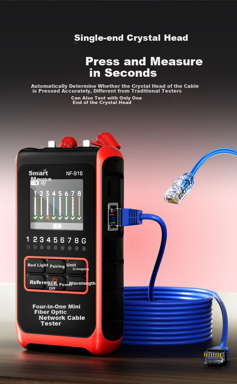 Jingmingshu NF-916 Mini Fiber Optic Cable Tester, Line Power Test Pen with Red Light, Four-In 2.5mm Interface Compatible with Various Connectors 5