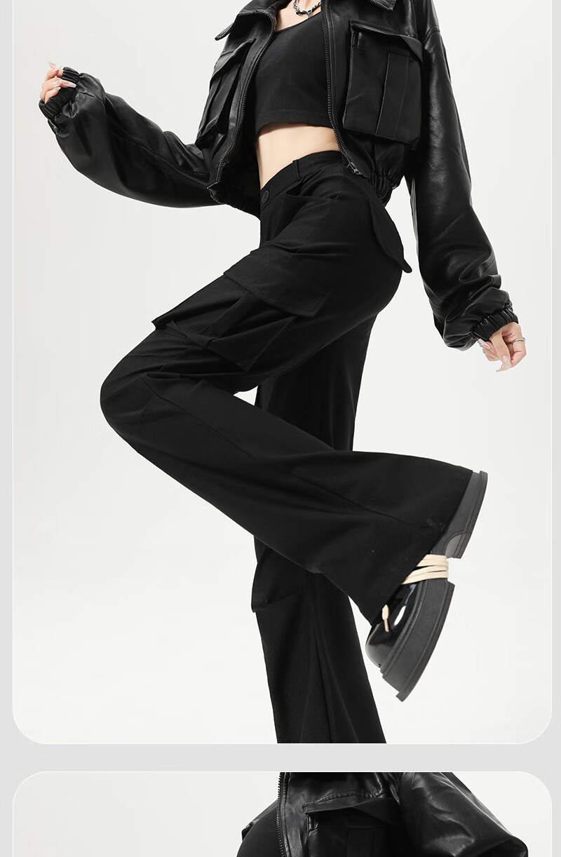 XUEXIMAN Women's American Style Workwear Flared Pants Summer New Ice Silk Quick-Dry Slim High-Waist Narrow Hem Trousers 9