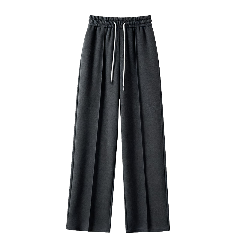 Langsha Woolen Wide-Leg Pants for Women Spring Autumn 2026 New Fleece-Lined Herringbone High-Waist Draped Casual Trousers