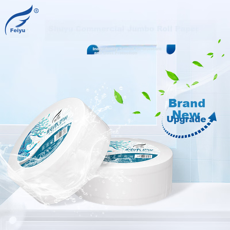 Feiyu Core Roll Toilet Paper, 4-Ply, 500g*12 Rolls, Commercial Use for Hotels, Large Roll Paper, Tissue Paper, Toilet Paper, Whole Box ZB005