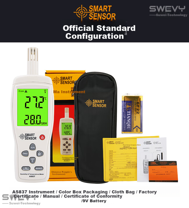 Xima AS847 Handheld Thermometer And Hygrometer, High-Precision Industrial Digital Temperature And Humidity Meter 17