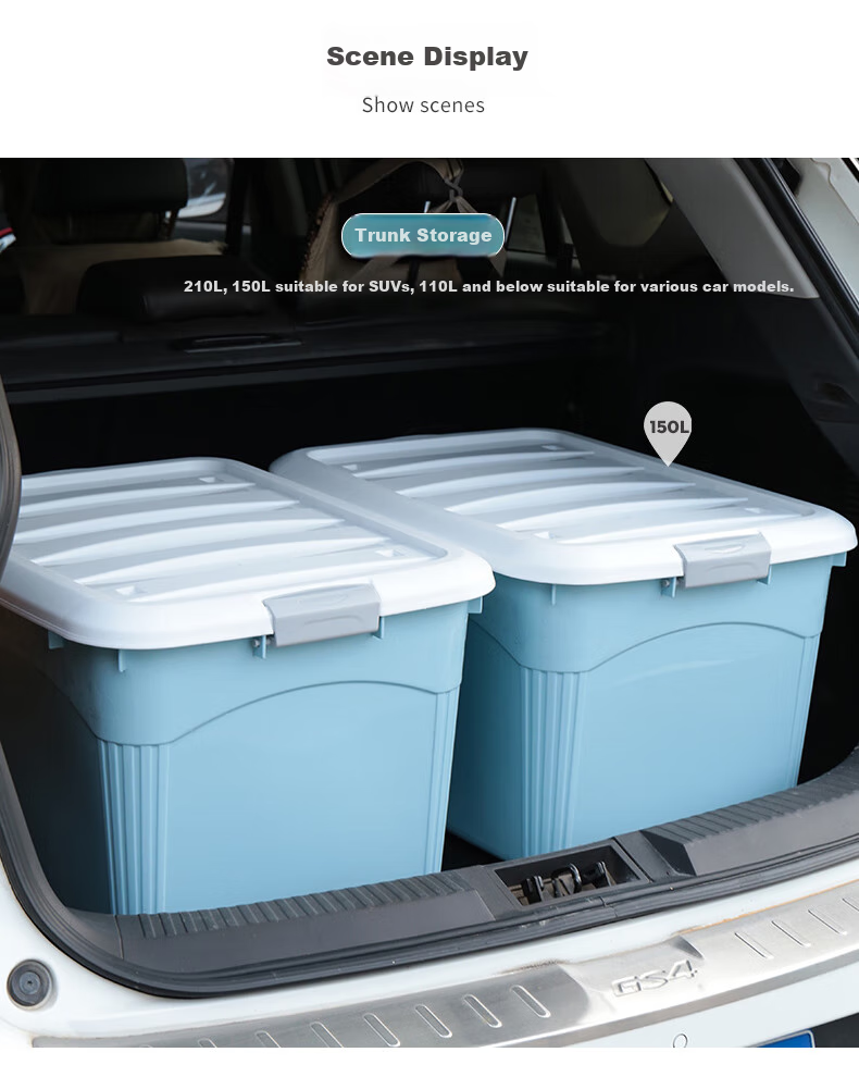 Baicaoyuan Plastic Clothing Storage Box, Toy Storage Box, 52L, Porcelain White, 1 Piece, with Wheels 13