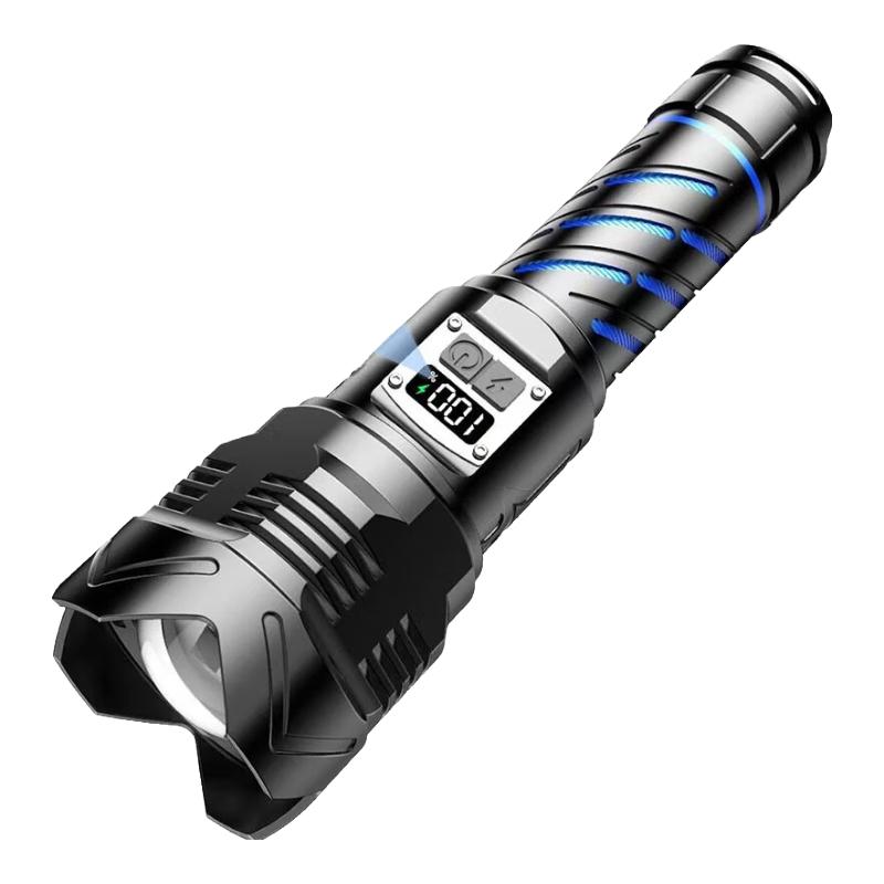 Zhaoshen High-Power Flashlight Outdoor Long-Lasting Ultra-Bright White Laser Long-Range 1500m Rechargeable Flashlight Adjustable Zoom 26650 Lithium Battery with LCD Display [Jingcang Warehouse]