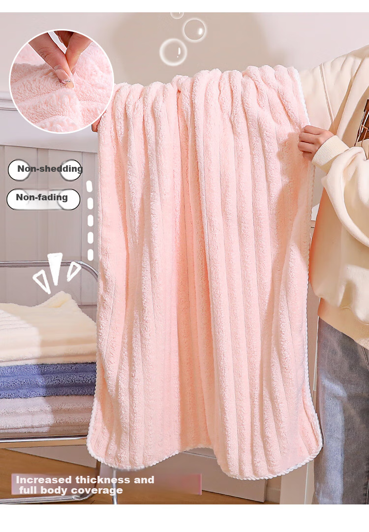 Fanyejia Cute Bath Towel, Thick Coral Fleece, Quick-Drying Absorbent Towel, for Student Dormitory And Home Use, Shower Towel, Low Shedding, Sports 6