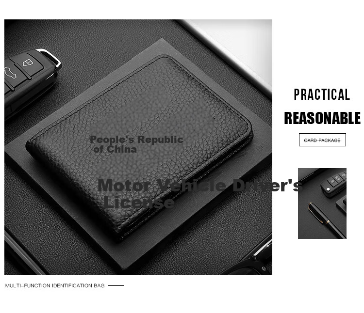 MEXICAN Genuine Top-Layer Leather Driver's License Holder for Men And Women, Multifunctional Vehicle Driving License Holder, Two-In Card Holder And ID Document Case 3