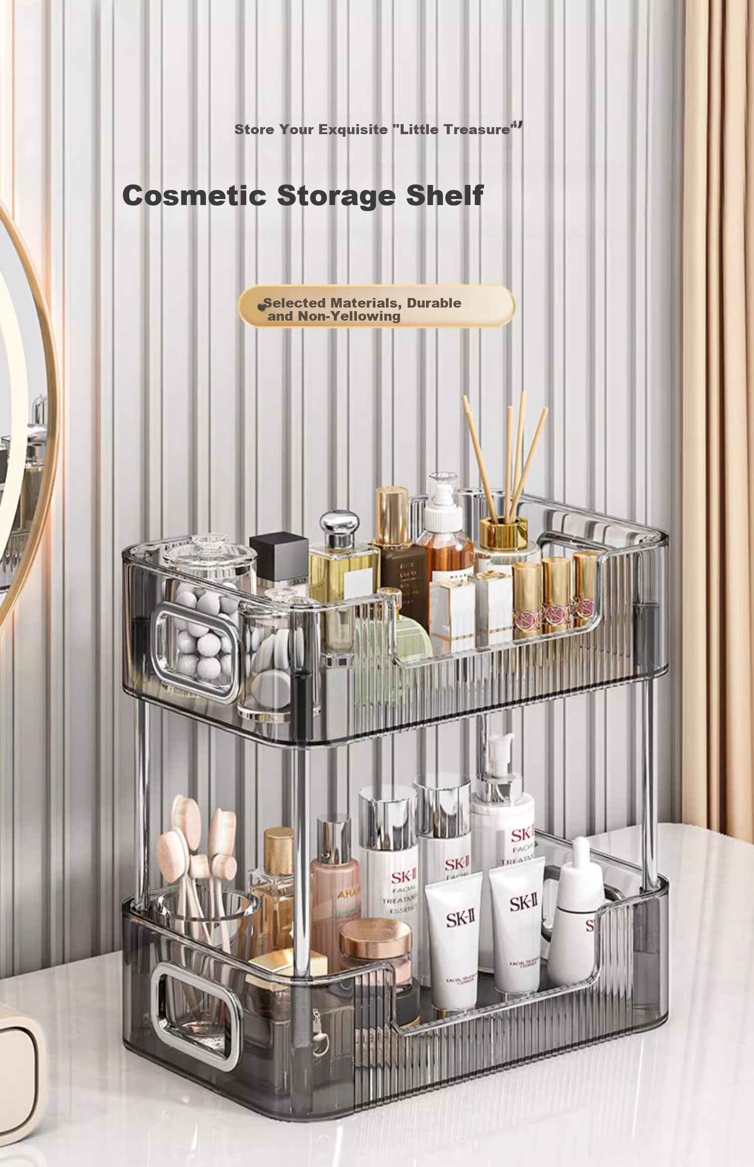 Jiadu Acrylic Storage Rack, Desktop Dressing Table, Cosmetic Organizer Box, Bathroom Vanity, Skincare Products, Light Luxury Storage Shelf 1
