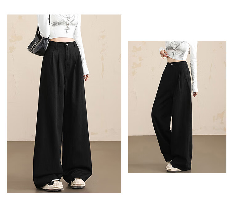 BEAUTIFUL WARDROBE White High-Waist Denim Wide-Leg Pants for Women Loose Casual Lazy Style Spring Summer Slimming Floor-Length Trousers 7