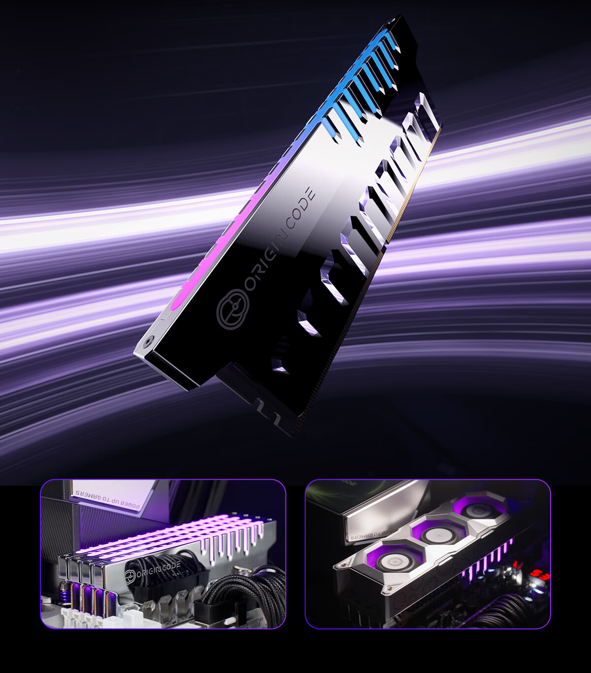 OC LAB Desktop Memory 48GB (24GB×2) DDR5 6000MHz Origin Code RGB LED Light Bar (C26) Silver with Independent Fan 4