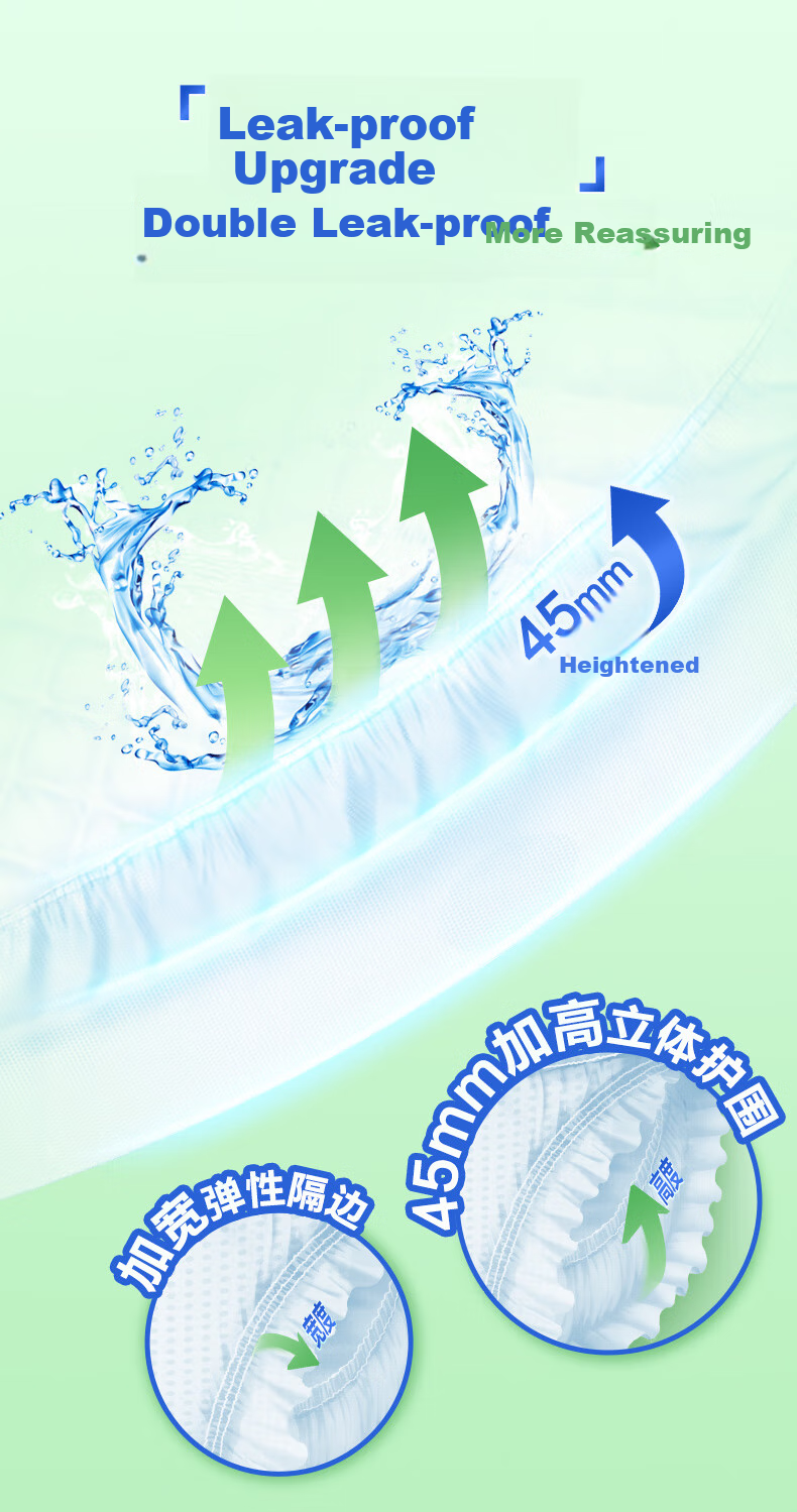 Anhushi Cotton Soft Skin-Friendly Overnight Adult Pull-Up Pants M32 Pieces (Waist 80-105cm) Underwear-Style Disposable Diapers 10