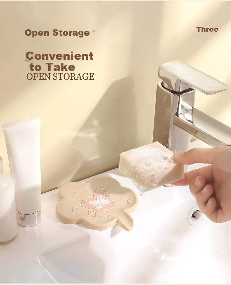 Fanyejia Soft Rubber Soap Dish Set of 2, Draining Bathroom Washbasin Soap Holder, Creative Drainage Soap Storage Rack for Dormitory 4