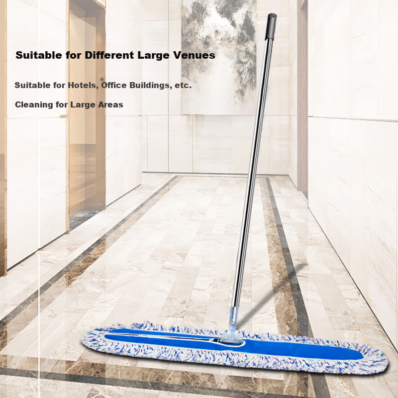 Jiebishi Flat Mop, Commercial Large Dust Pusher 90cm with 1 Cloth, Cotton Yarn Canvas Wet And Dry Dual-Use Tile Absorbent Cotton Gauze