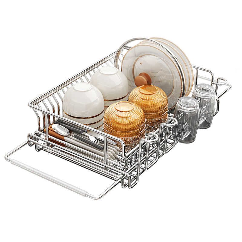Shuaishi Kitchen Dish Rack Expandable 304 Stainless Steel Draining Bowl Basket Sink Storage Rack