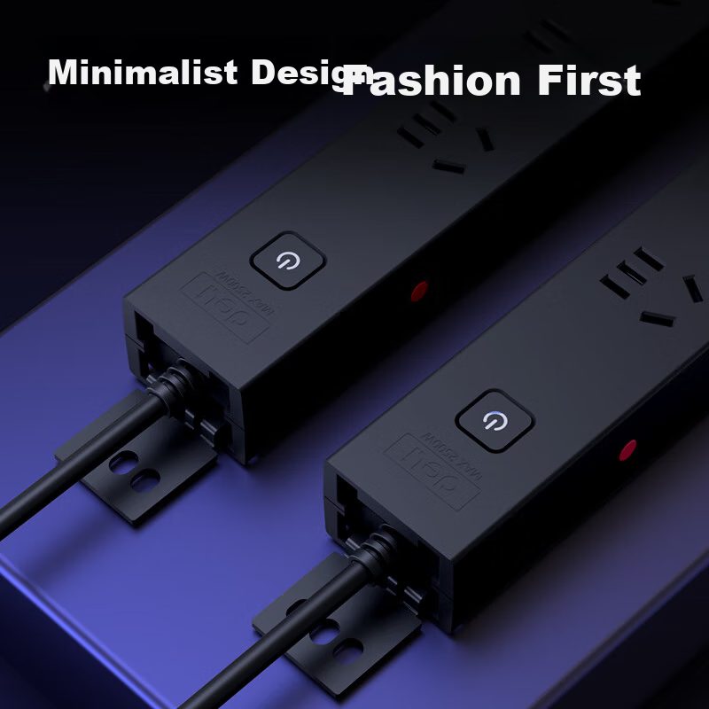 Deli PDU Desktop Overload Protection Under-Desk Gaming Cabinet Socket/power Strip/extension Cord/strip/extension Bar, 8 Outlets with Master Switch, Total Length 1.8 Meters, Black, LU5080