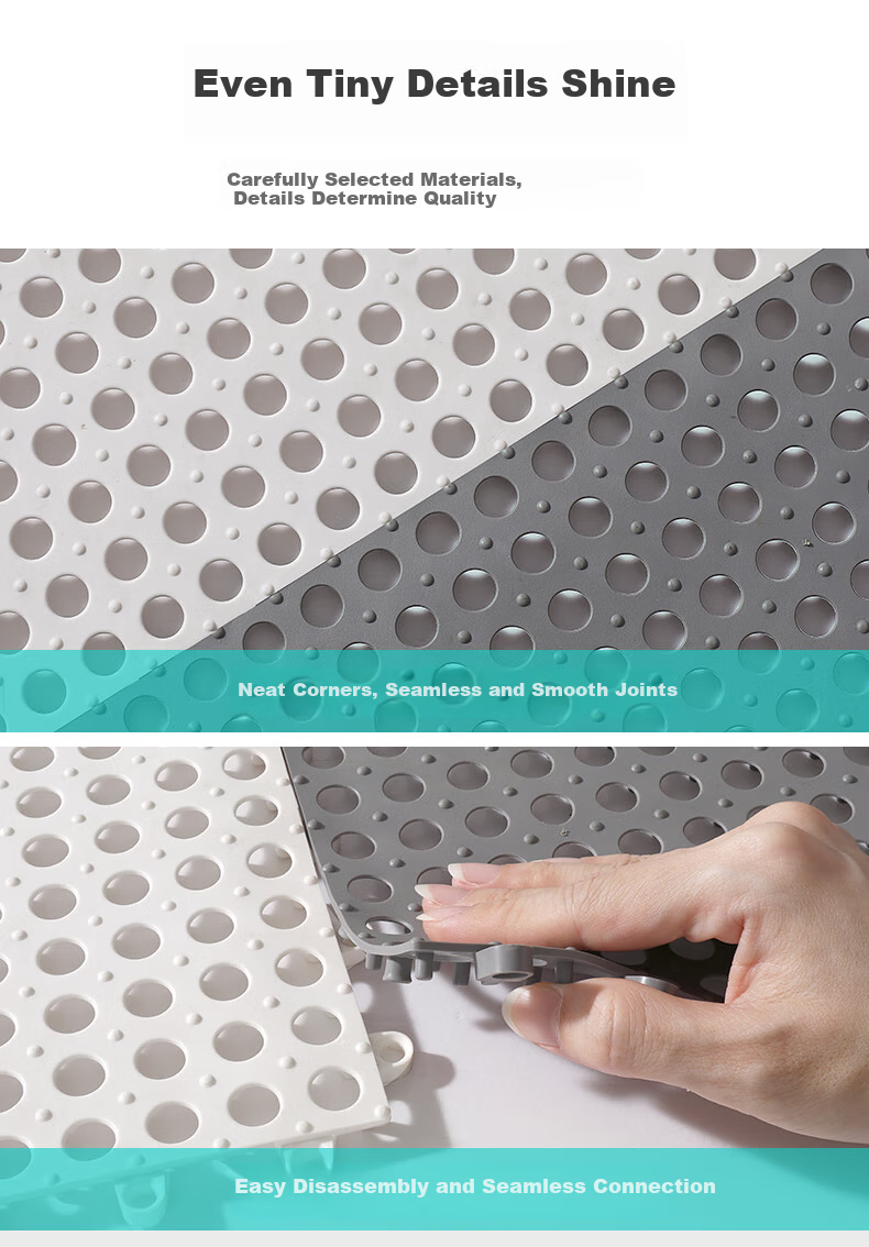 Dajiang TPE Bathroom Non-Slip Mat, DIY Splicing And Cutting, Shower Room Anti-Fall Floor Mat for Elderly Bathing, 4 Pieces Per Pack 19
