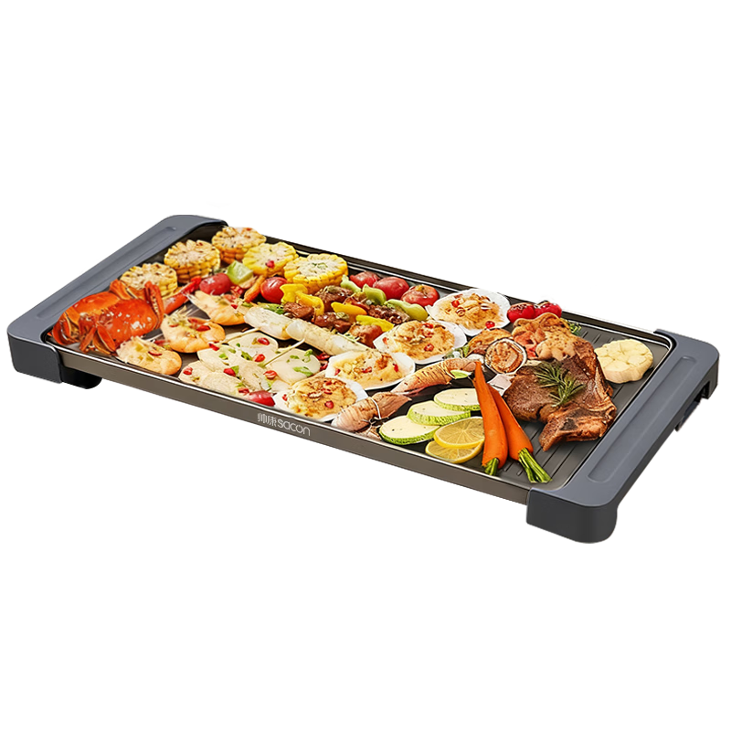 Sacon Electric BBQ Grill Multi-Functional Non-Stick Titanium Coated Korean Style Electric Grill Pan Large Capacity High Power DKMD-18AL