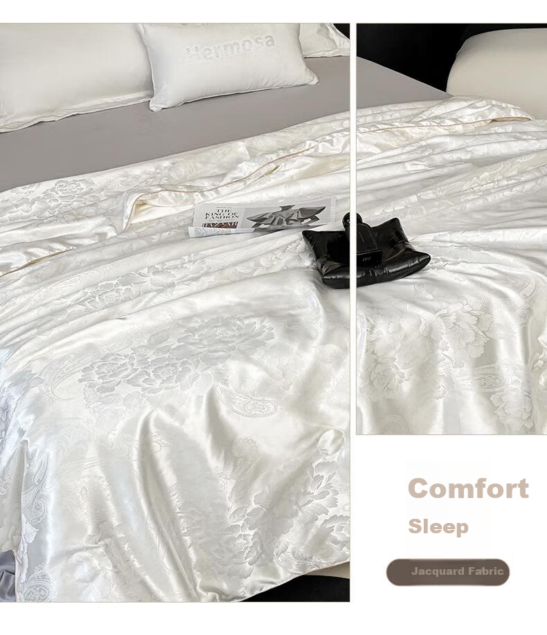 Yalu 100% Silk Comforter, Congsatin Jacquard Summer Quilt, Air Conditioning Thin Quilt Core, Summer Cool Quilt, Approximately 2.8 Jin (1.4 Kg), 200*230cm 7