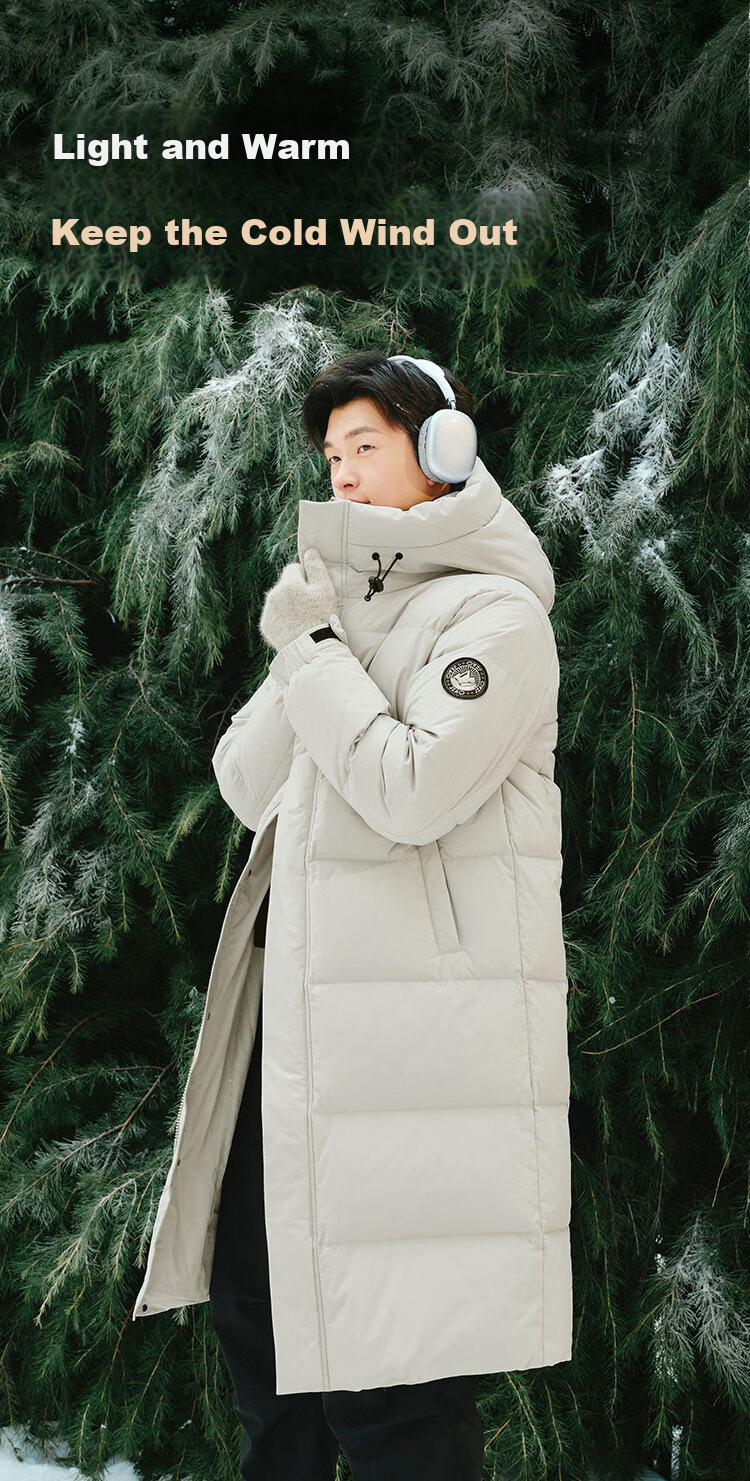 JD Original High-Fill Power down Classic 90% Down Jacket for Men And Women, Long Style, Warm Autumn Winter Thick Coat, Pure Gray, XL 8