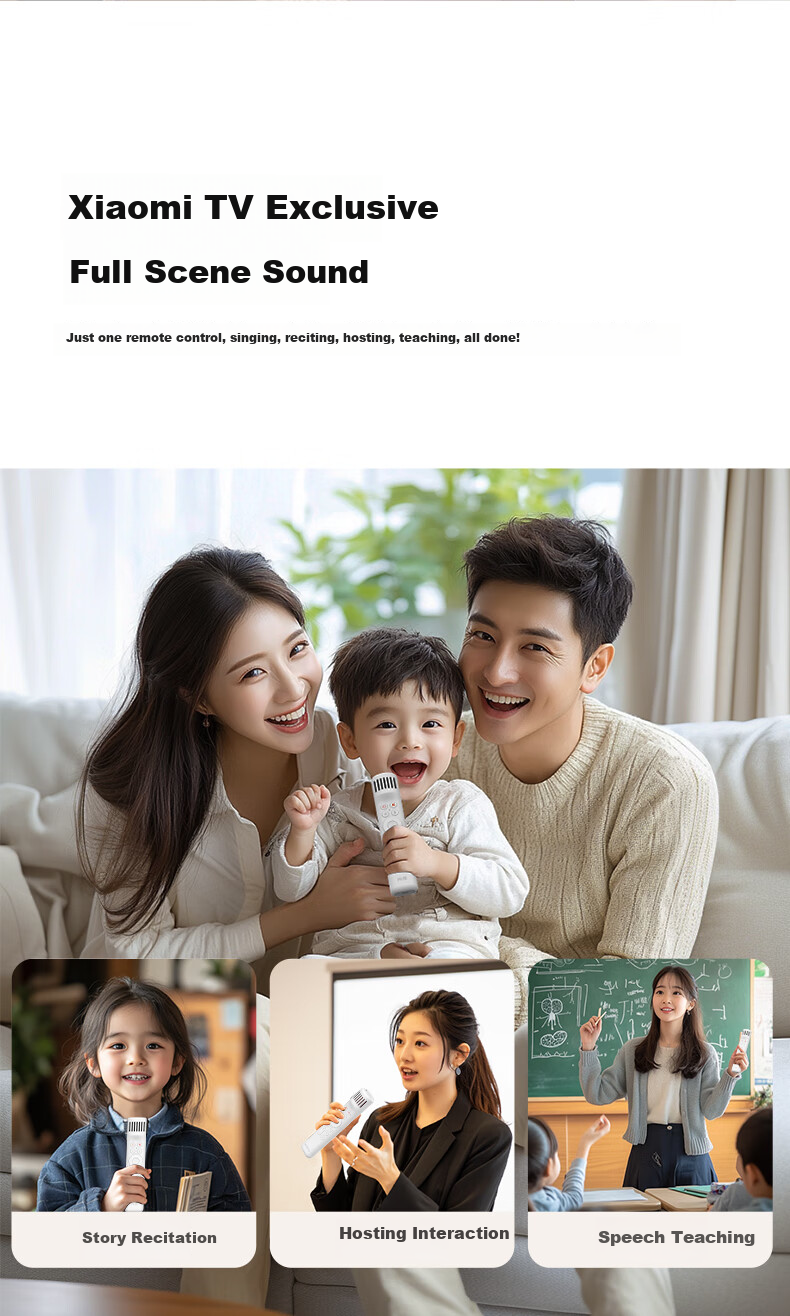 Chunmai TV-Specific Remote Control, Wireless Karaoke Microphone, TV Remote Control with Microphone, Handheld Speaker, Home KTV Compatible with Xiaomi TV for Singing 5