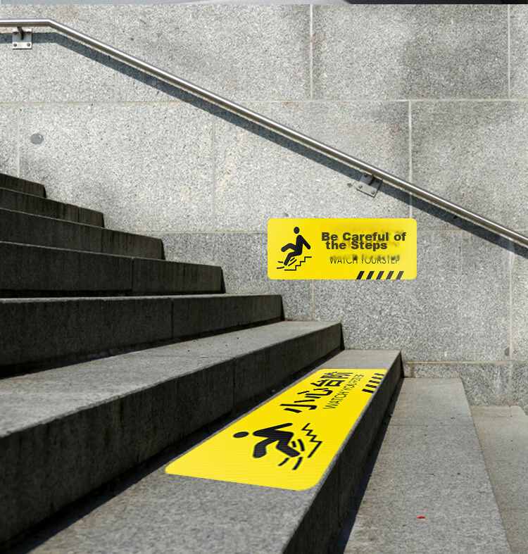Aimohui Caution Wet Floor Safety Warning Sign Fire Escape Indicator Self-Adhesive Floor Sticker 30*10cm 5 Pieces 8