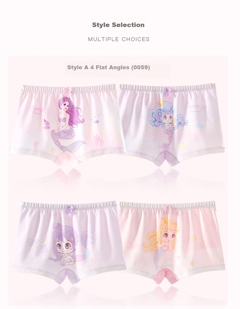 Duomiaowu Girls' Antibacterial Breathable Underwear, Children's Boxer Briefs, Girls' Triangle Shorts, K00060 Triangle Panties, Size 140 9