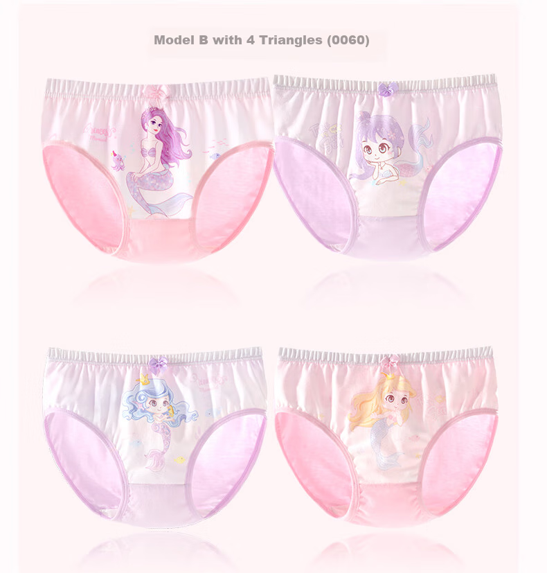 Duomiaowu Girls' Antibacterial Breathable Underwear, Children's Boxer Briefs, Girls' Triangle Shorts, K00060 Triangle Panties, Size 140 12