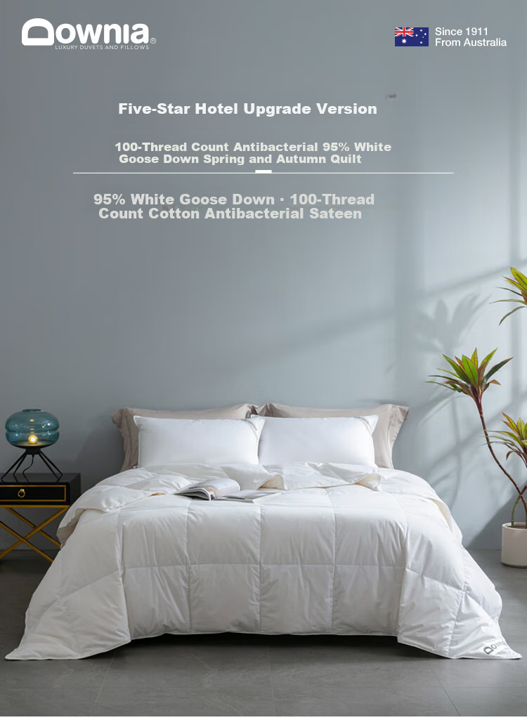 Downia 100-Count Pure Cotton Antibacterial 95% White Goose down Duvet Insert, Spring And Autumn Comforter, Filled with 450 Grams, 220*240CM 1