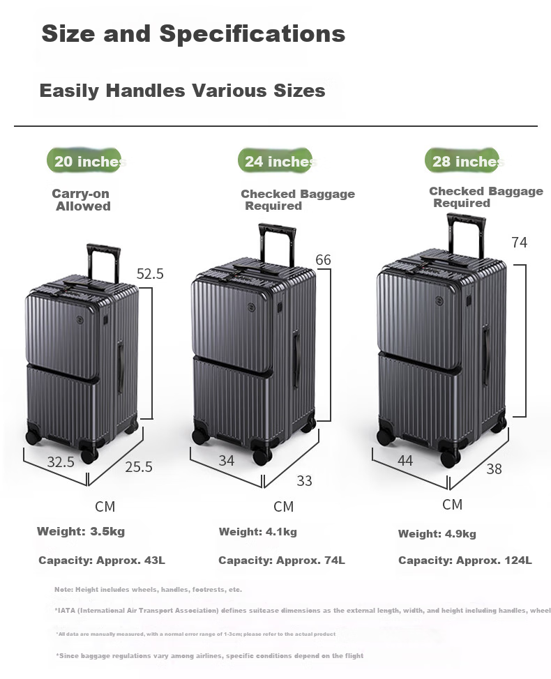 DELETE 2026 New Multifunctional Large-Capacity Trolley Suitcase with Password Lock, Phantom Black, 28 Inches 4
