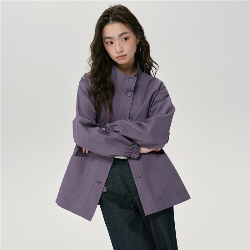 Giordano Designer Loose Fit Women's Jacket Stand Collar Waist-Adjustable Mid-Length Trench Coat 18375607