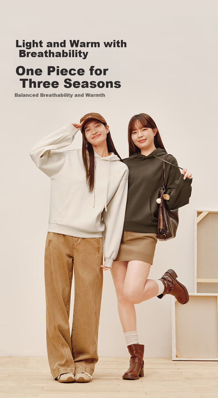 JD Original Women's Sweatshirt, New Winter Style Jacket, Round Neck Solid Color Clothing, Cream White, Size S 7