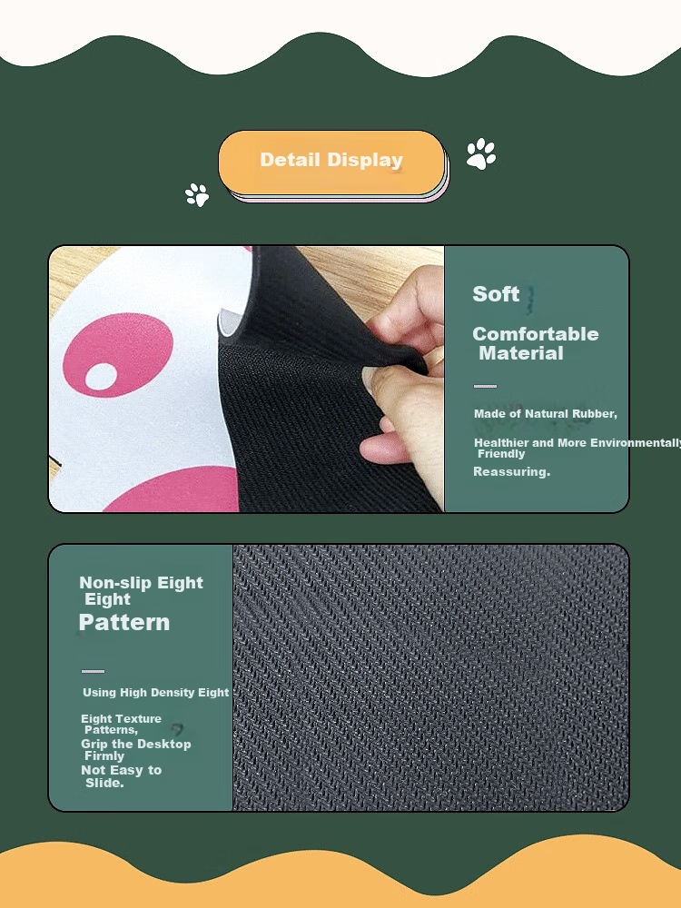 Juyingfeng Mouse Pad, Office Mouse Pad, Cat Paw Design, Creative Cartoon Pattern, Non-Slip Bottom, Washable, Portable Laptop Mouse Pad, Cat Paw Series, Gray And White Color 4