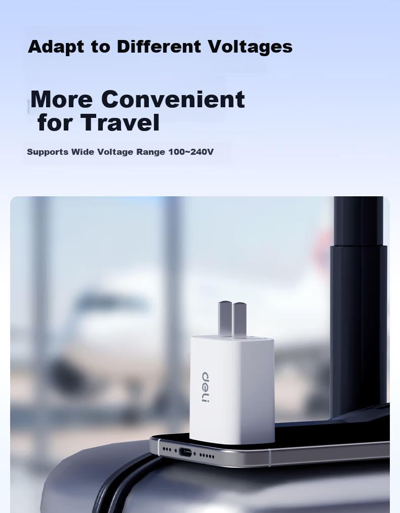 Deli Charger Set: PD20W GaN Fast Charging Adapter + 1.2m Type-C to Lightning Data Cable for Apple IPhone 8-14 Series Phones And IPad, Earphones 13