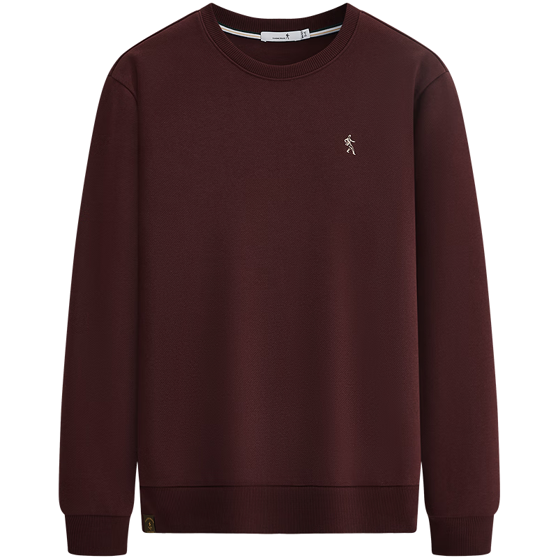 DANCING WOLVES Xinjiang Long-Staple Cotton Versatile Crew Neck Skin-Friendly Breathable Men's Sweatshirt 418 Wine Red XL (180)