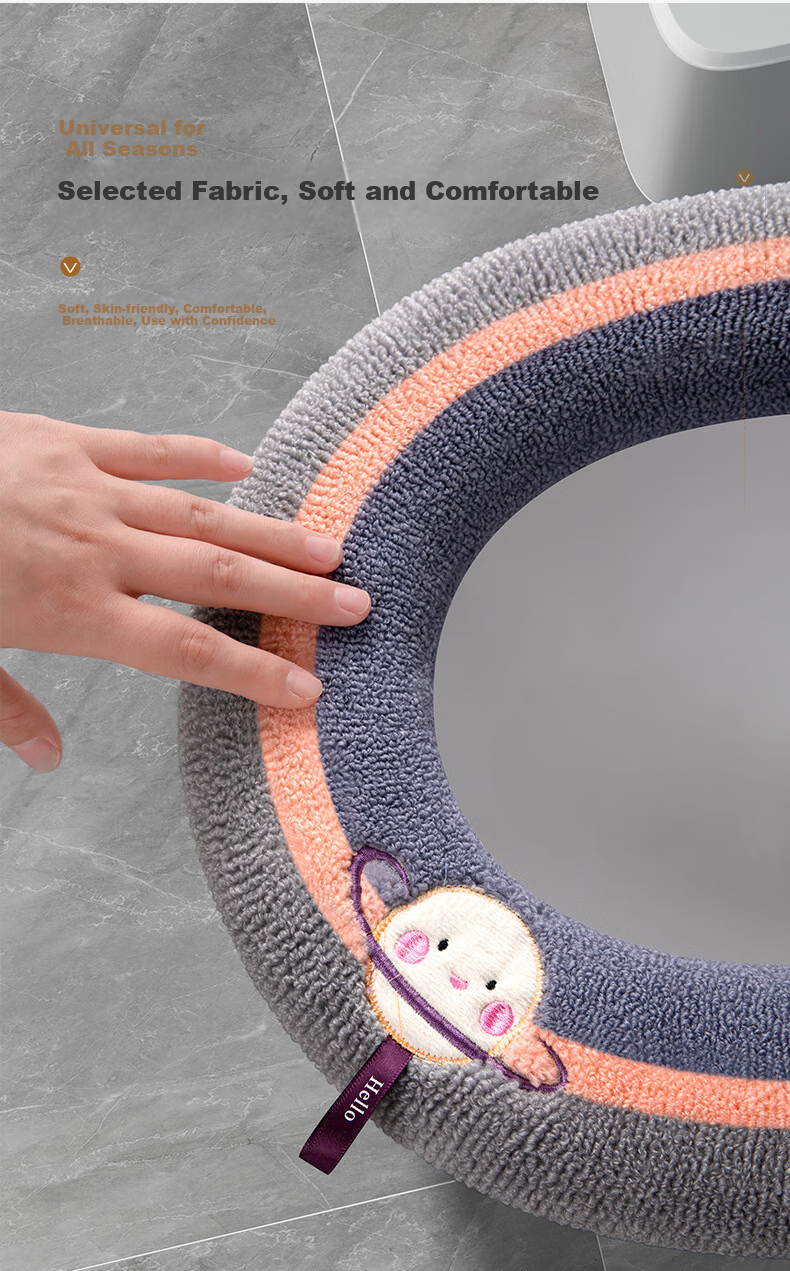Baizi Toilet Seat Cushion, Autumn And Winter, 2-Pack, Warm Toilet Ring Pad, All-Season Toilet Seat Cover, Washable Toilet Seat Protector 3