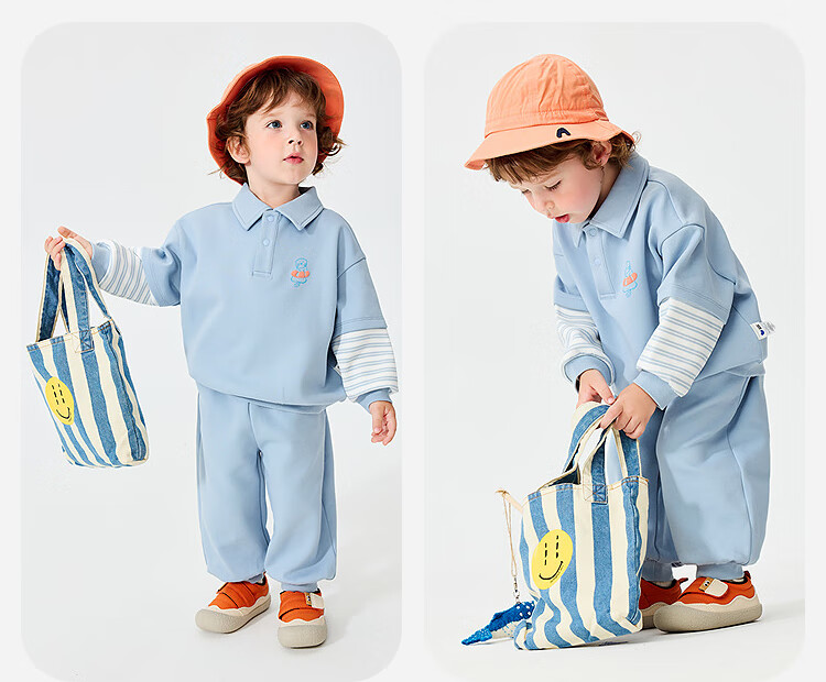 Minibala Kids Boys and Girls Two-Piece Set Children's Faux Two-Piece Sweatshirt and Sweatpants 2026 Spring New Arrival 20
