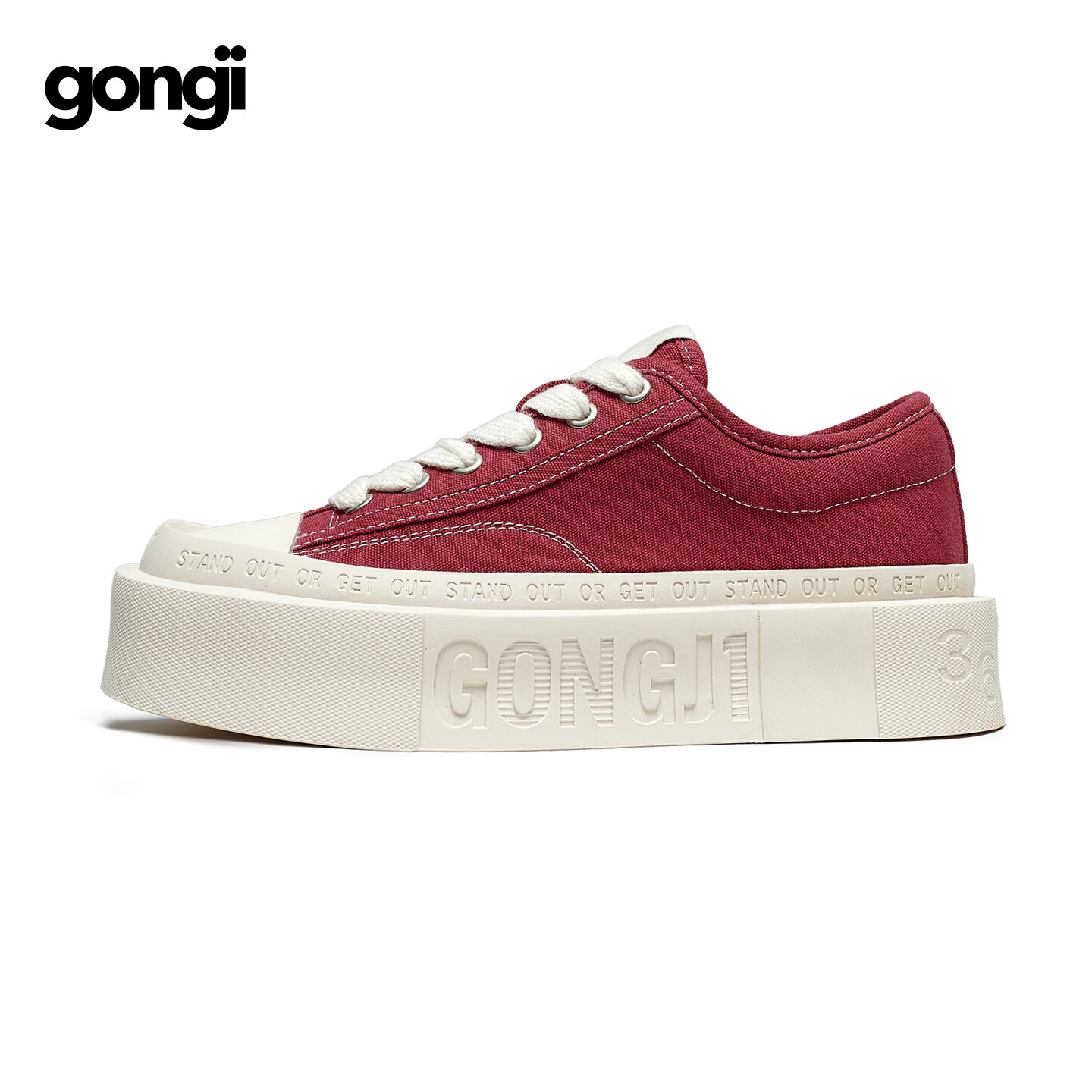 Gongji Sun Yingsha Style Thick Sole Canvas Shoes Women's Casual Square Toe Sneakers Comfortable Height Increasing Canvas Shoes Men's