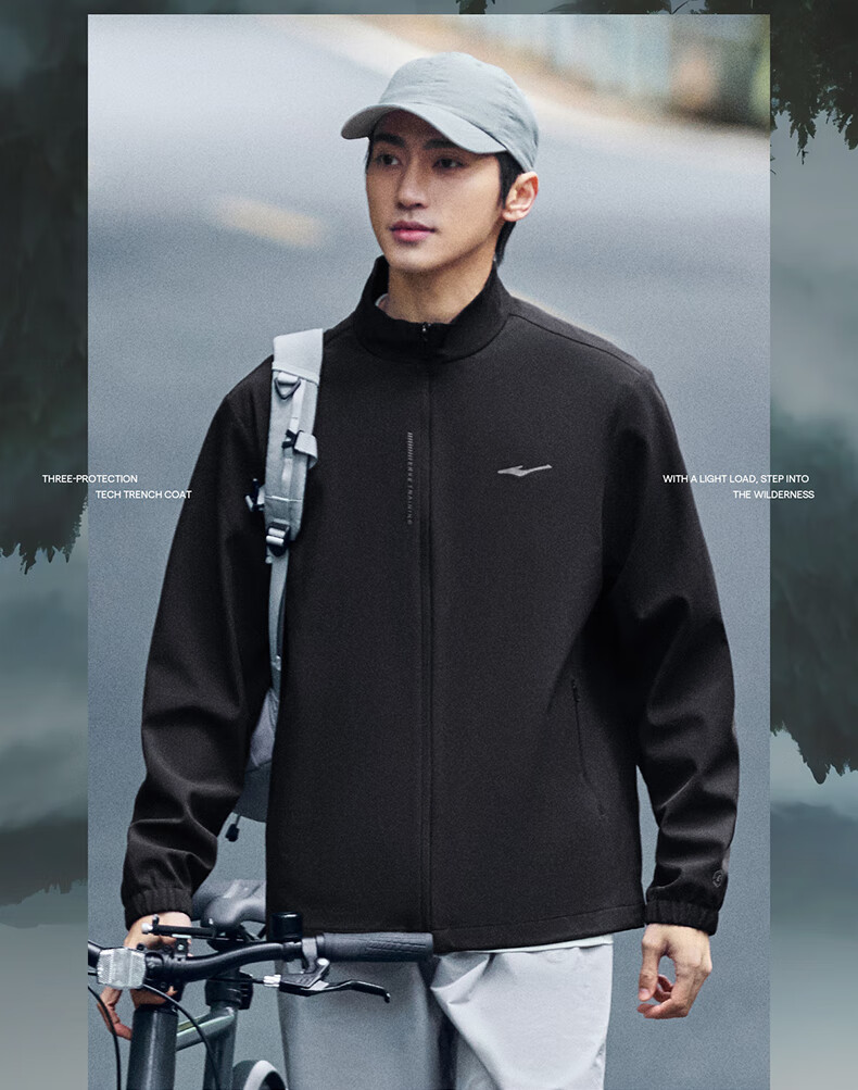 ERKE Men's 3-in-1 Sports Windbreaker 2026 New Stand Collar Zip-up Jacket Water-Repellent Running Coat 2