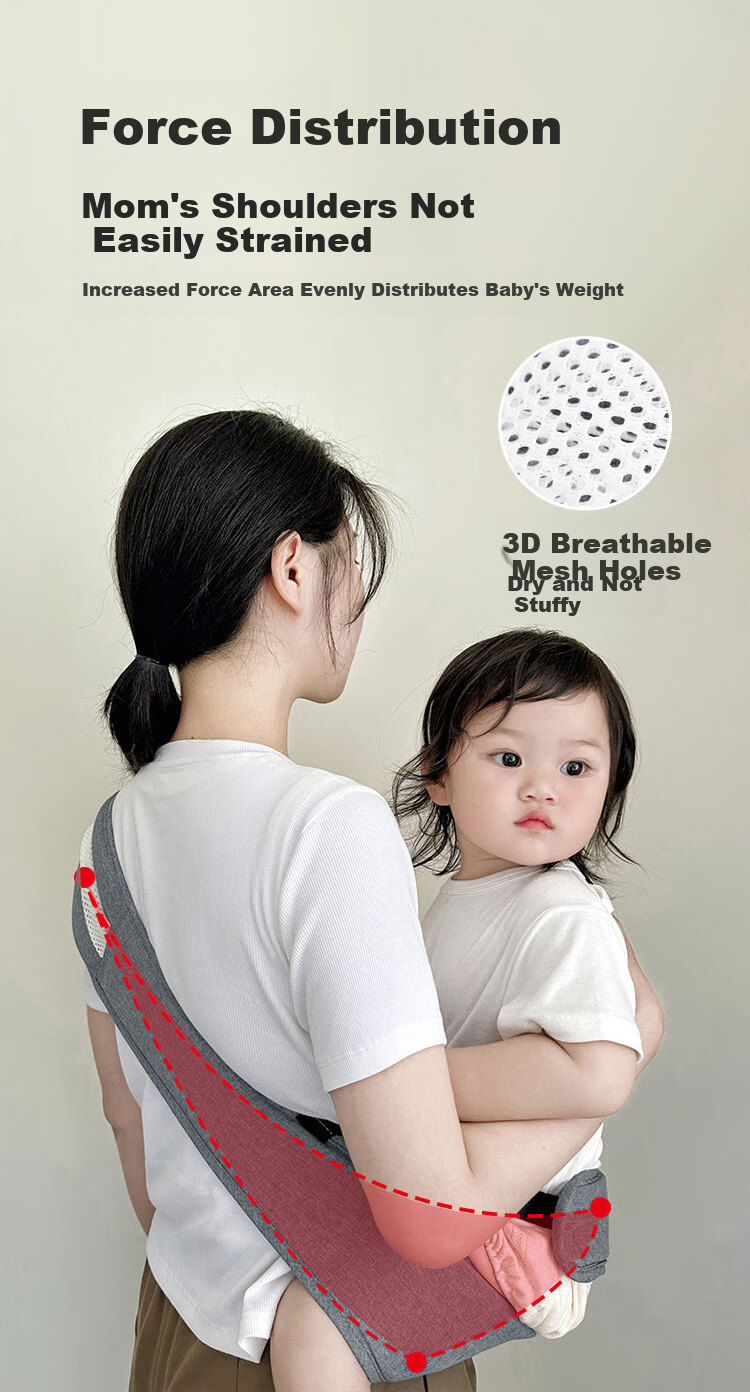 Aibaoshi Baby Carrier Front-Facing Design, Hands-Free Baby-Carrying Aid, Crossbody Strap Waist Stool, Upgraded Waist Protection, Energetic Gray M353 4