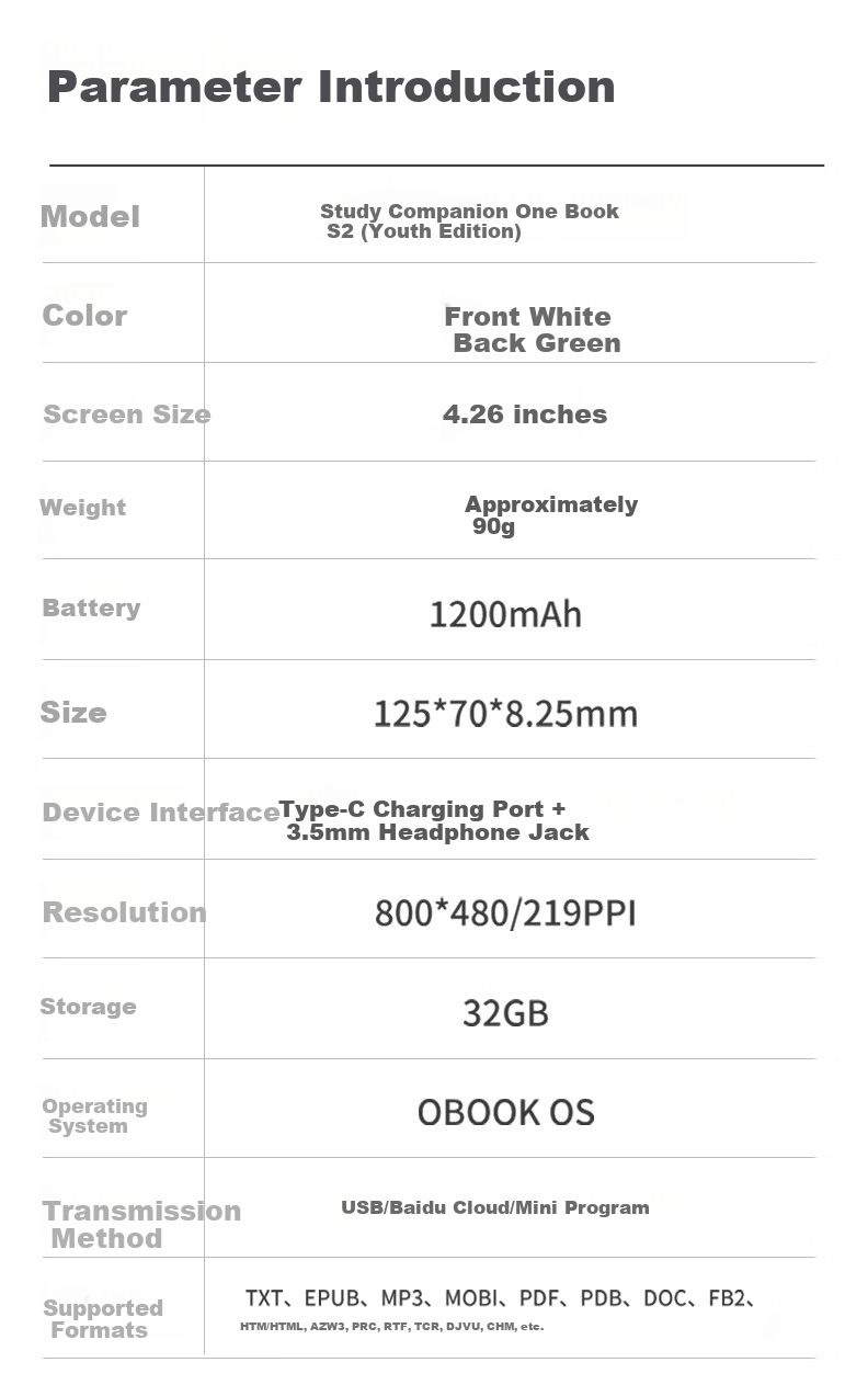 Guowen OBOOK 5, 4.26-Inch E-Ink Screen, 32GB E-Book Reader, Ink Display Monitor, Student Mini Eye-Protection Reading Device for Words And Vocabulary, Tablet S2 Upgraded Versio 14