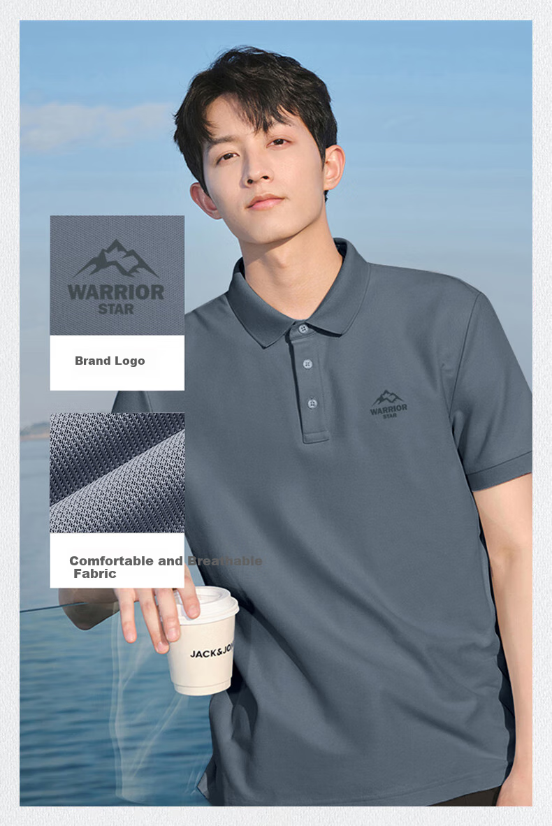 Huili Polo Shirt for Men, Summer Short-Sleeve, Quick-Dry T-Shirt, Breathable Collar, Casual Menswear, Gray, XL 6